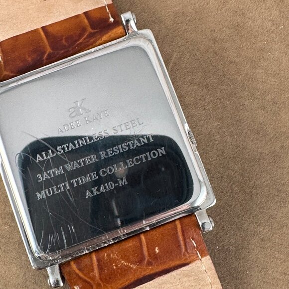 Square ADEE KAYE AK410-M Multi Dual Time Men's Quartz Wristwatch Like New WT - Picture 8 of 9